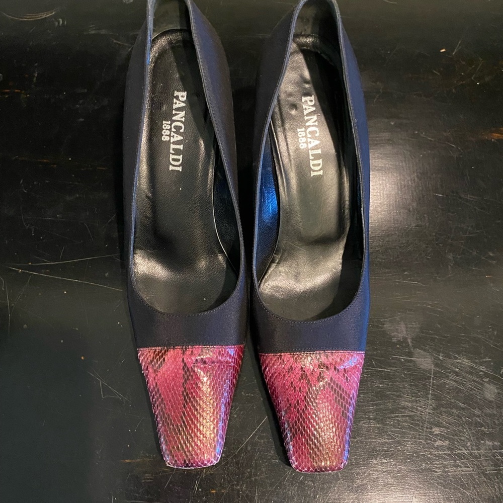 Pancaldi Vintage Pumps Satin And Python Size7.5 - image 4